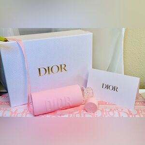 Dior Glass Water Bottle with Pink Silicone Cover Traveling